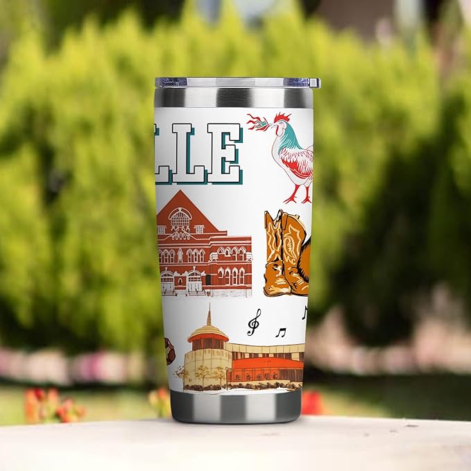 City Tumbler for City Lover,20oz Double Wall Vacuum Insulated Stainless Steel Coffee Cups (Nashville)