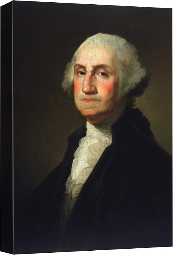 wall26 Canvas Print Wall Art Portrait of George Washington People Pop Culture Historical Realism Famous Closeup Colorful Multicolor Classical for Living Room, Bedroom, Office - 24"x36"