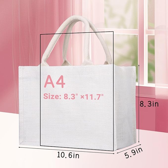 Segarty Jute Bags, 3 Pack Small White Reusable Burlap Canvas Gift Favors Bags with Handles Blank Tote Bulk for Beach Trip, Bridesmaid Wedding, Bachelorette Party, Women Market Grocery Shopping