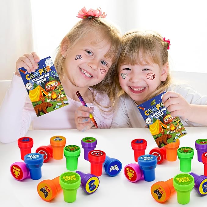 Cinrobiye 24 PCS Video Game Party Stampers，Gamer Birthday Party Favors for Boys Girls, Classroom Rewards, Carnival Prizes, Goodie Bag & Pinata Fillers, Game On Party Supplies