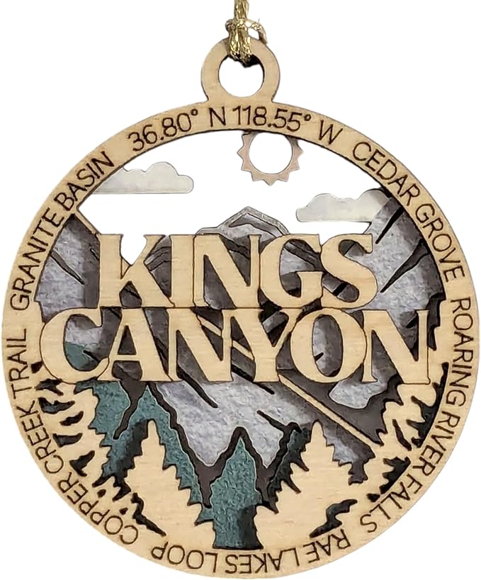 Kings Canyon National Park 3" Wood Ornament - Handmade USA Mountain Scene Christmas Decoration