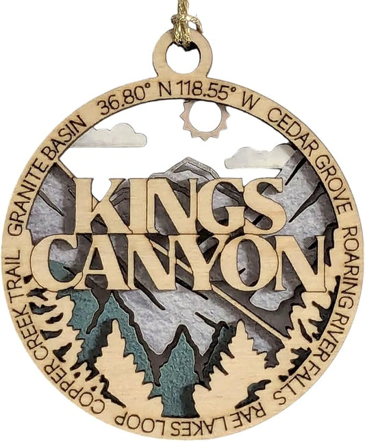 Kings Canyon National Park 3" Wood Ornament - Handmade USA Mountain Scene Christmas Decoration
