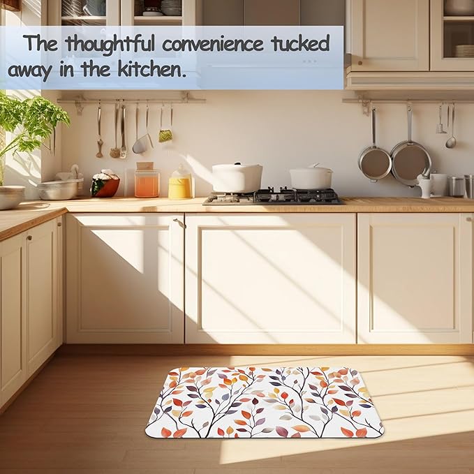 Autumn Leaves Bathroom Rug 29.5"x17", Super Absorbent Fast Drying Bath Mat with Non-Slip Rubber Backing, Thin Low-Profile Easy-Clean Bathroom Floor Mat for Shower or Tub