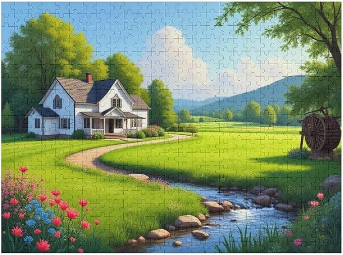Manor and Farm - 500 Piece Jigsaw Puzzles for Adults，Stress Relieving Game Props Positive Thinking Puzzles Party Entertainment Puzzles for Adults and Teens Toy