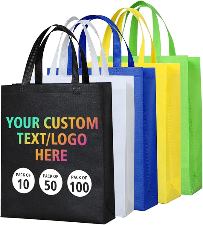 KQVXZZB Custom Reusable Bags Bulk 10/50/100PACK- Eco-Friendly Promotional Tote Bags with Logo Printing for Retail, Events, Restaurants & Corporate Gifts (20+ Industries)
