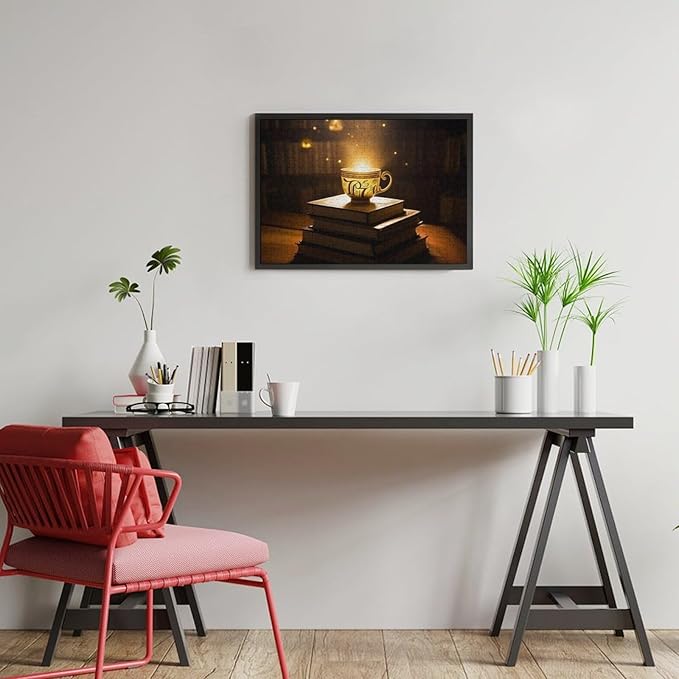 Wooden Puzzle - Hot Tea On A Book Rounded Corner Jigsaw Puzzles，Wooden Puzzles for Adults 300 Pieces Challenge Puzzles，Educational Games，Family Puzzles，Unique Gifts for Wall Art