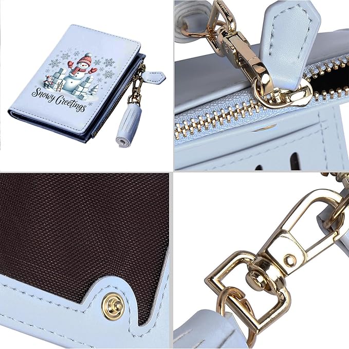 GEEAD Custom Design Small Wallets for Women Bifold Slim Coin Purse Zipper ID Card Holder for Christmas
