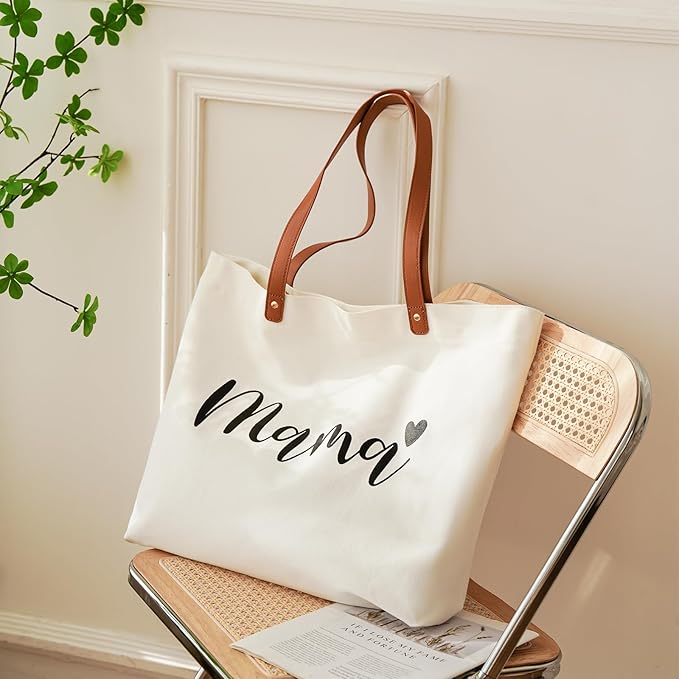 Lamyba New Mom Gifts, Mama Bag Tote with Makeup Bag, Cool Gifts for Mom to be/Expecting Mom/Pregnant Women