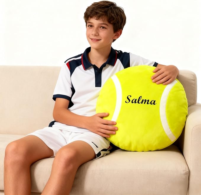 Personalized Name Tennis Pillow Custom Name Tennis Pillow for Boys Girls Customized for Tennis Fans Kids Birthday Sports Room Decore Game Day Sofa Cushion