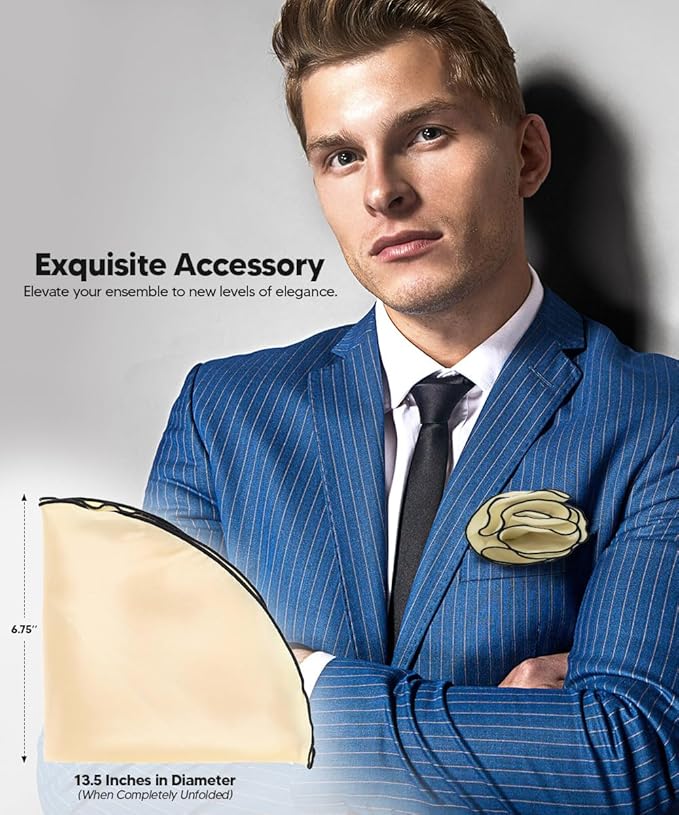 Premium Pre-Folded Four-Point Suit Pocket Square for Men with Sewn Pocket Fold