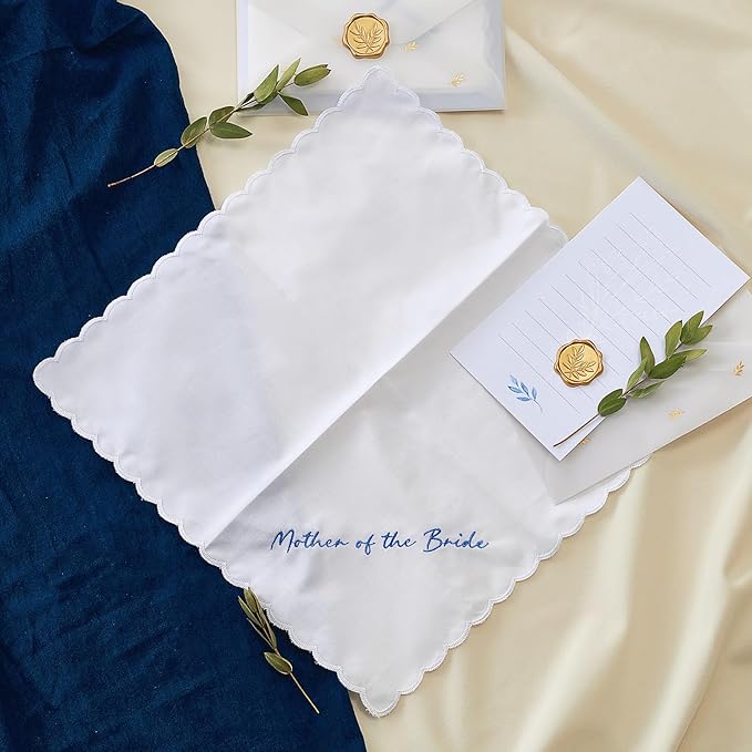 Truliva Wedding Gifts: Mother & Father of the Bride Handkerchiefs, Something Blue