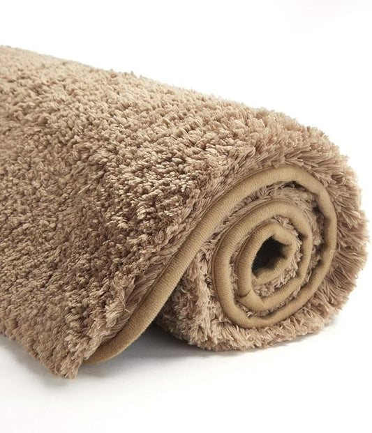 Suchtale Non Slip Bath Mat (20 x 32, Sand) Water Absorbent Soft Microfiber Shaggy Bathroom Rug Machine Washable Thick Plush Shower Mat
