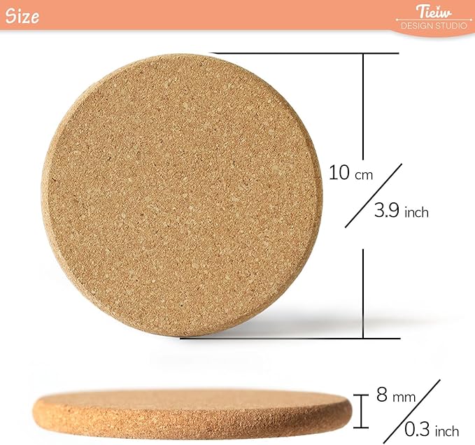 Personalized Cork Coasters - Custom Engraved Wedding Favor,Natural Round Drink Coasters, Bulk Guest Gifts, Bridal Shower,Party,Reception and Anniversary Gift Decor - Set of 25-300pcs
