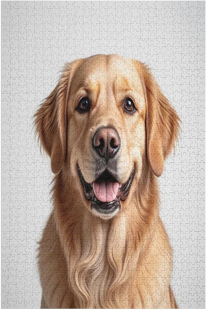 Funny Wooden Puzzle - Golden Retriever Dog Animal Puppy Puzzle for Adult 1000 Piece，Wooden Jigsaw Puzzles Art Leisure Game Fun Suitable Family Friends Educational Learning Games Gift