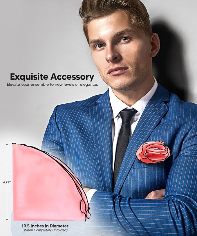 Premium Pre-Folded Four-Point Suit Pocket Square for Men with Sewn Pocket Fold