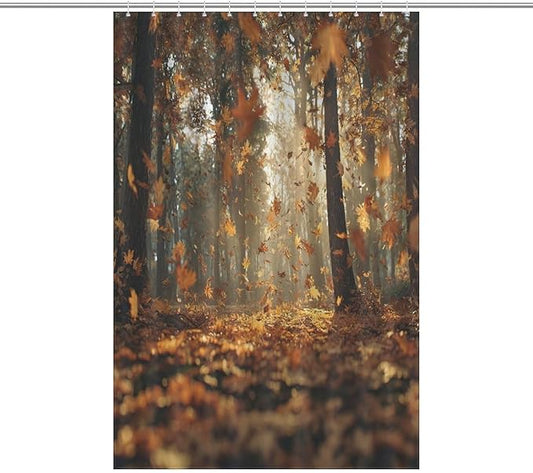 Fall Tree Shower Curtain Autumn Maple Tree Yellow Orange Leaves Brown Branch Waterproof Washable Fabric Bathroom Shower Curtains for Bathroom Decorations Home Indoor Decor 47x72Inch
