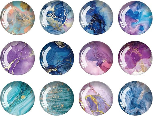 Strong Glass Refrigerator Stickers,12Pcs Magnets for Fridge,Funny Fridge Magnet Shape,Cute Small Tiny Magnet for Kitchen Whiteboard Door Decorative (Marble Refrigerator Stickers 03)