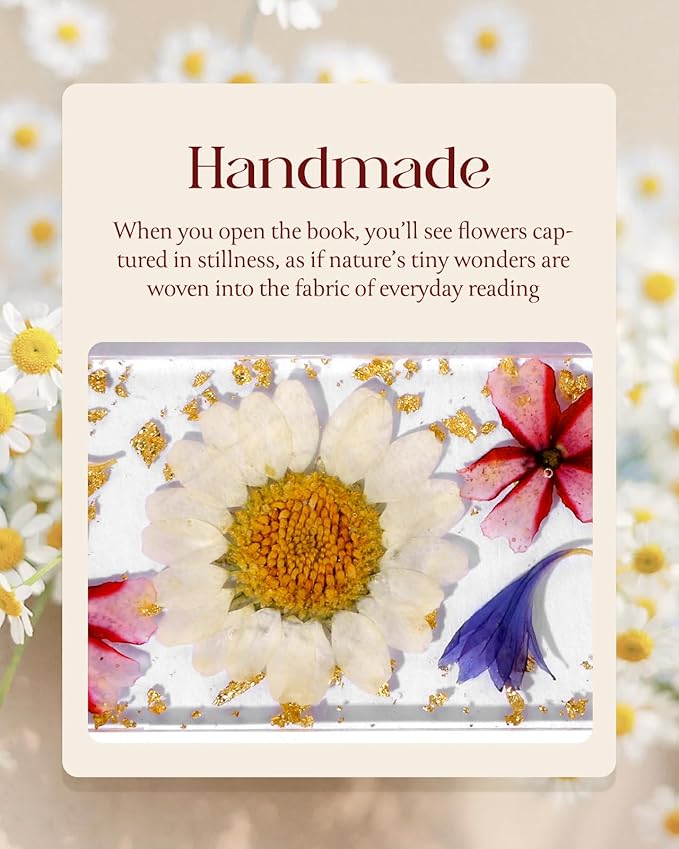 Buleens 2PCS Bookmarks for Women - Purple Book Marks for Readers Book Lovers, Personalized Handmade Dried Flower Resin Bookmark with Tassels, Pretty and Aesthetic