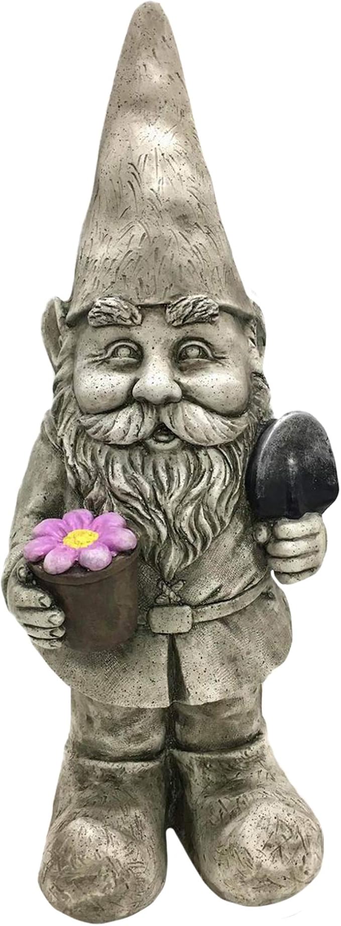 Design House 395848 Indoor/Outdoor Gnome with Flower Pot and Shovel Figurine Statue for Garden Patio Home & Office Décor Housewarming Gifting Birthdays, 7.5 L x 6.9 W x 18.5 H, Multicolor
