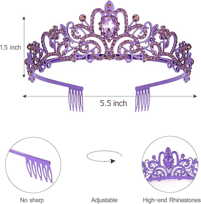 Velscrun Happy Birthday Queen Violets Tiara Crowns for Women, Birthday Girl Sash, Party Favors & Decorations