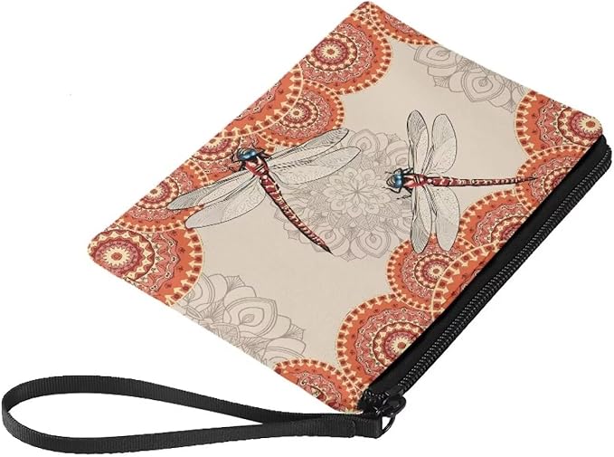 Dolyues Dragonfly Coin Purse for Women Novelty Purse Aesthetic Kawaii Accessories with Zipper Boho Style Small Change Pouch Mini Pouches Wallet Coin Bag
