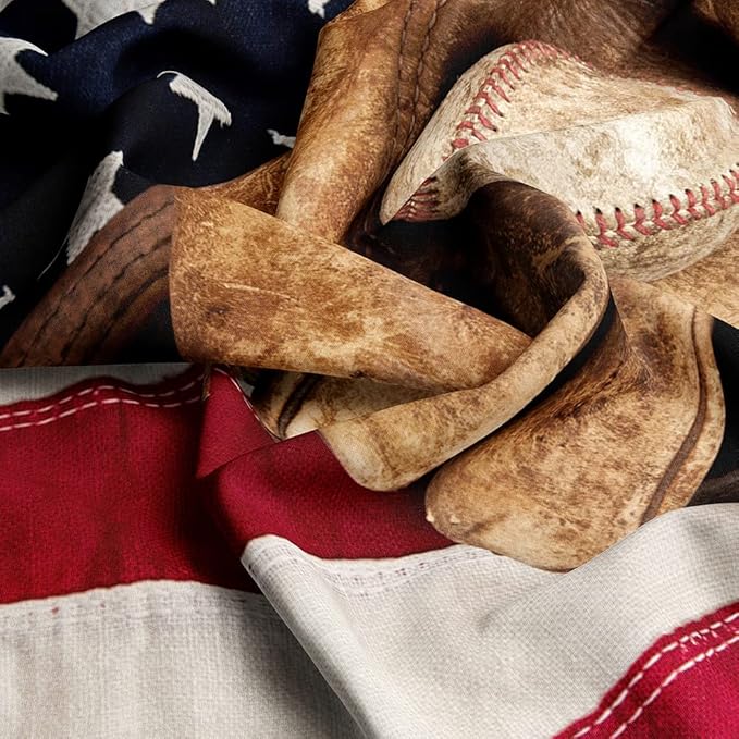 Baseball Bedding Sets for Boys - Sports Theme American Flag Comforter Set Queen Size, Durable Kids Sports Decor with Team Spirit Design (Includes Comforter & Pillowcases)