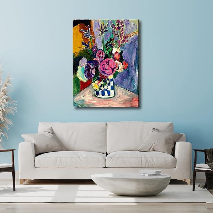 Wieco Art Large Canvas Prints Wall Art Still Life of Peonies in a Vase 1907 by Henri Matisse Abstract Canvas Art Print for Wall Decor and Home Office Decorations