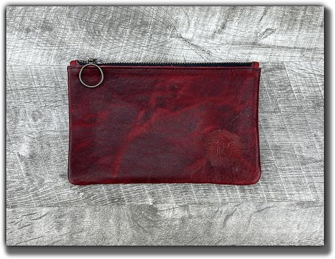 Leather Pouch with Zipper (Canyon Rouge, Small 7" x 5")