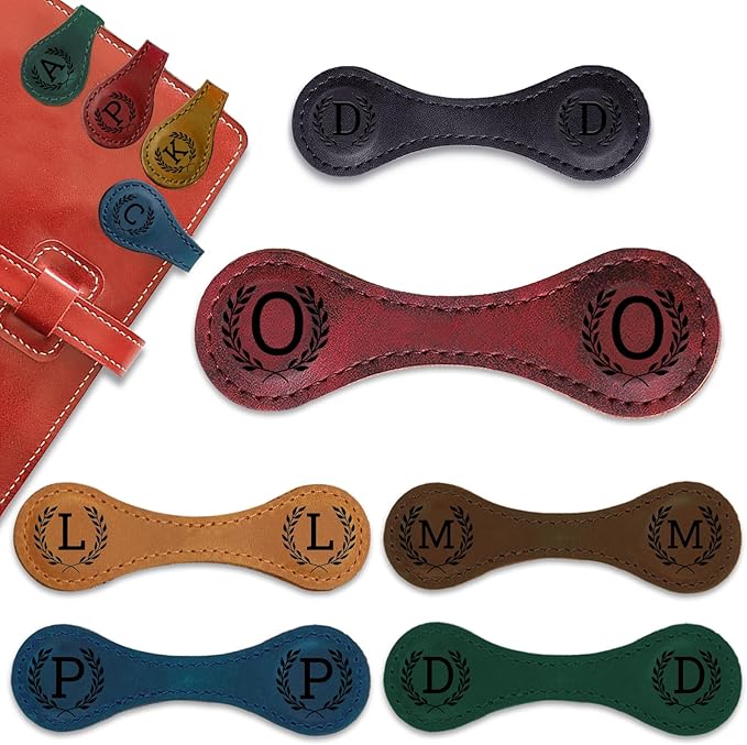 Personalized Magnetic Leather Bookmark - 26 Letters Vintage Engraved Book Marks,Custom Bookmark with Initial,Bookmarks for Women,Reading,Book Lovers (Red, O)