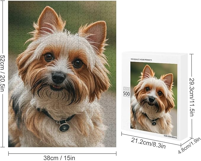 Cairn Terrier Wooden Puzzle 500 Pieces Jigsaw Puzzles for Adults Puzzle Educational Toys Challenging Fun Games Gifts for Elders Kids Family and Friends