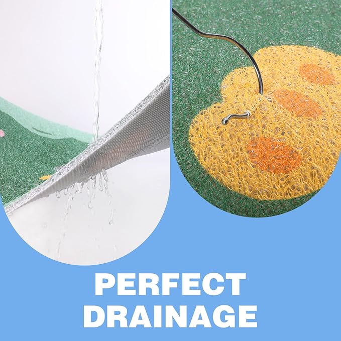 Square Shower Mat 23x23 Inch Non-Slip with Drain Hole, Shower Floor Mats for Bathroom, PVC Loofah Stall Mat, Secure Boho Bath Mats