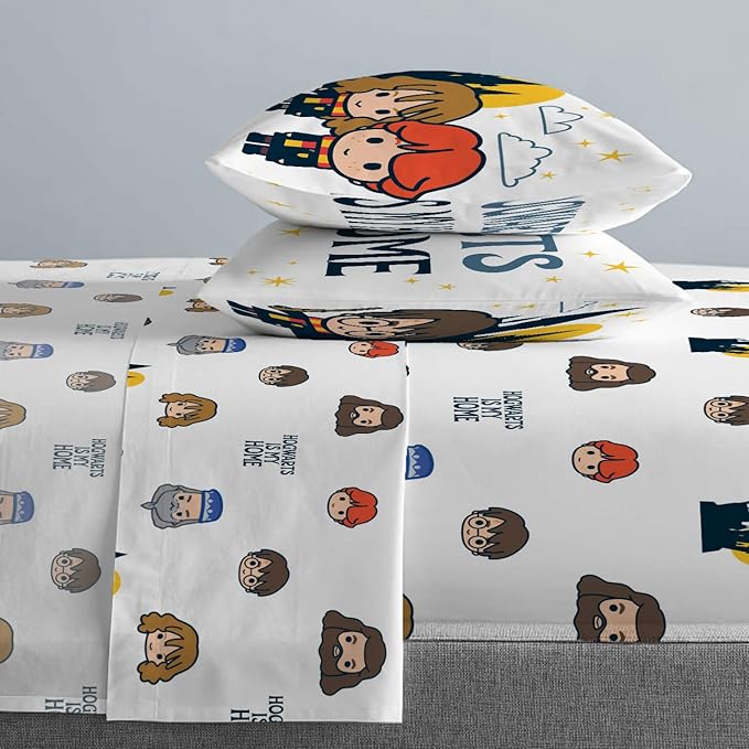 Harry Potter is My Home 5 Piece Full Bed Set - Bedding Features Harry, Ron, Hermoine, Hagrid, and Dumbledore