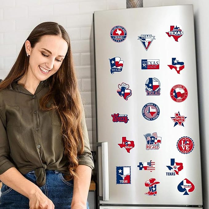 Texas Fridge Magnet Stickers - 20 Pcs Texas Refrigerator Magnet USA Flag USA State Travel Souvenirs Gifts Refrigerator Stickers for Home Kitchen Office Cruise Door Decor