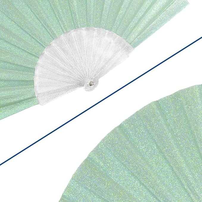 Flags Importer Glitter Fairy Blue Small Hand Fan (Clear Handle)