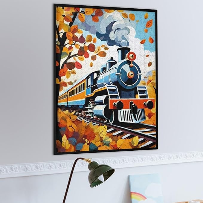 Puzzles for Adults 1000 Pieces Wooden Jigsaw Puzzle - Maple & Steam Train Theme Puzzle，Party Games，Family Toys，Educational Puzzles，Stress Relief Wooden Puzzle，Gifts for Family，Colleagues and Friends