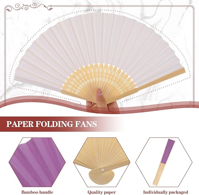 Yinkin 160 Pack Folding Fans Bamboo Handheld Folded Craft Hand Japanese Chinese Fans for Weddings Bridal Dancing Church DIY Decoration Women Kids Gift Party Favors (Multi Colors)