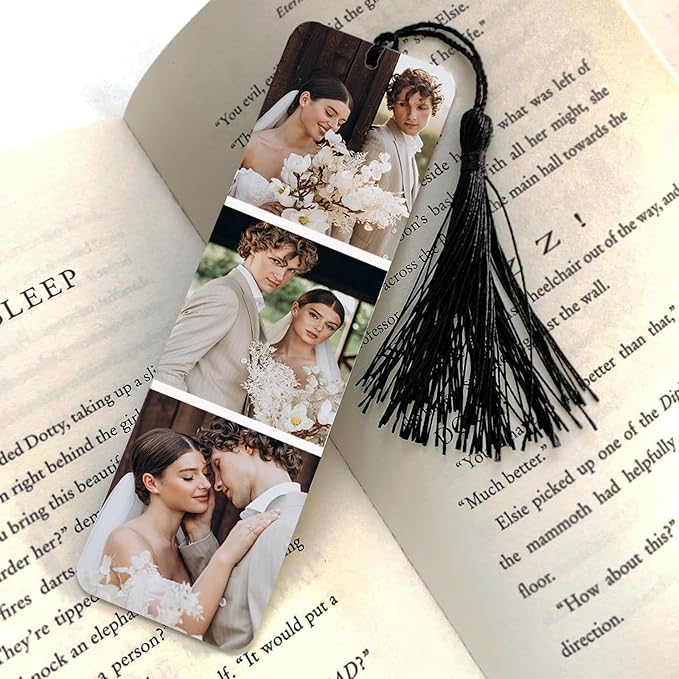 Custom Bookmark - Personalized Metal Bookmarks with Tassel, Customized Photo Color Picture Book Mark Gift for Women Men Readers Kids Book Lover Teacher Classmate Christmas Valentine's Day