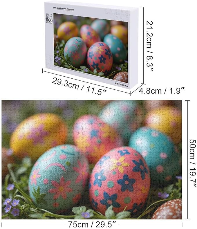 Wooden Puzzle - Easter Eggs Jigsaw Puzzles，Wooden Puzzles for Adults 1000 Pieces Challenge Puzzles，Educational Games，Family Puzzles，Unique Gifts for Wall Art,Funnny Puzzles