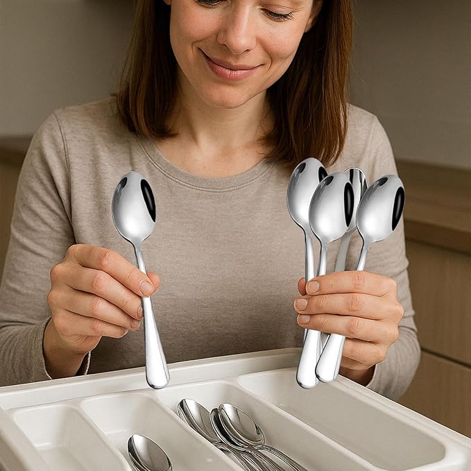 HANSGO Teaspoons Stainless Steel, 6.7 inches Dessert Spoons Silverware Tablespoon for Coffee Cereal Eating, Home Dinner, Kitchen or Restaurant,10PCS