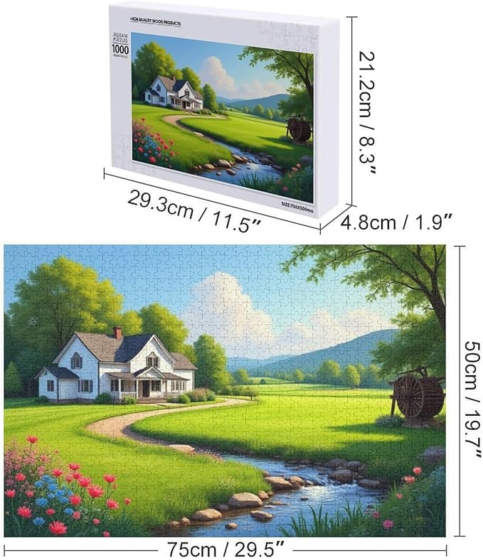 Manor and Farm - 1000 Piece Jigsaw Puzzles for Adults，Stress Relieving Game Props Positive Thinking Puzzles Party Entertainment Puzzles for Adults and Teens Toy