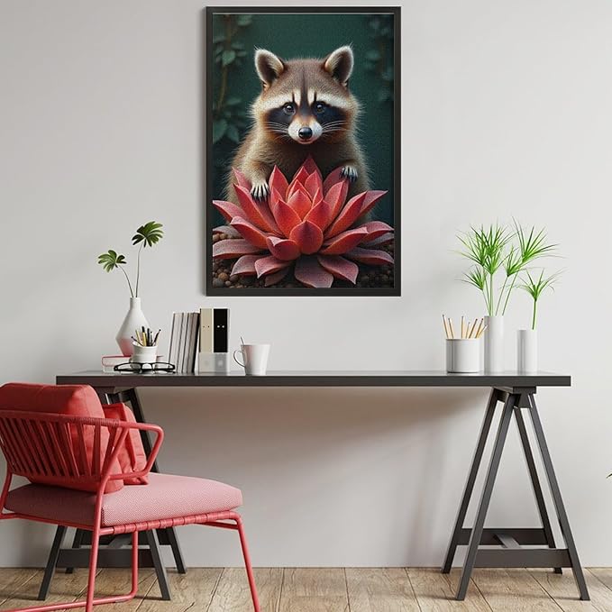 Puzzles for Adults 1000 Pieces Wooden Jigsaw Puzzle - Succulent & Cute Raccoon Theme Puzzle，Party Games，Family Toys，Educational Puzzles，Stress Relief Wooden Puzzle，Gifts for Family and Friends