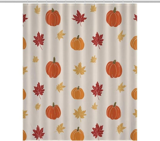 Fall Thanksgiving Pumpkin Shower Curtain Waterproof Washable Fabric Bathroom Shower Curtains for Bathroom Decorations Home Indoor Decor 56x72Inch