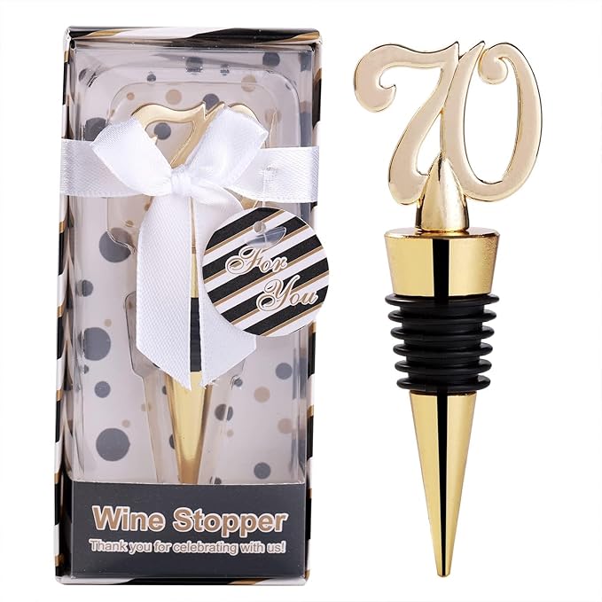 12PCS 70th Birthday Wine Bottle Stopper 70 Birthday Favors for Guests,70th Gold Wedding Anniversary Party Favors Valentine's Day Bridal Shower Souvenir Gift for Guests(12,70th Stopper)