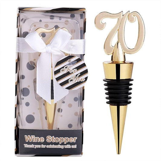 12PCS 70th Birthday Wine Bottle Stopper 70 Birthday Favors for Guests,70th Gold Wedding Anniversary Party Favors Valentine's Day Bridal Shower Souvenir Gift for Guests(12,70th Stopper)