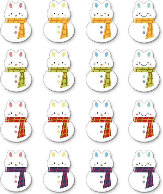 16 Pcs Christmas Fridge Magnets Snowman Bunny Pattern Refrigerator Magnets Strong Magnetic Cute Small Decorative Designs for Office, Kitchen, Home, School, Locker, Cabinet, Whiteboard & Gift