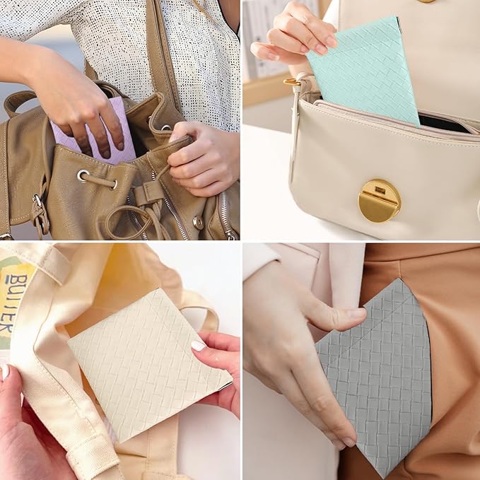 BUSOHA 4 PCS Small Makeup Bag for Purse - Mini Portable Cosmetic Bags for Women, Weave Coin Purse Lipstick Cosmetic Accessories Organizer, Small Travel Kit Storage Pouch