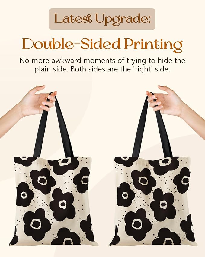 Miss Adola Aesthetic Tote Bag for Girls - with Magnetic Buckle and Zipper Inner Pocket for Women Lady Canvas Cotton Tote Bag