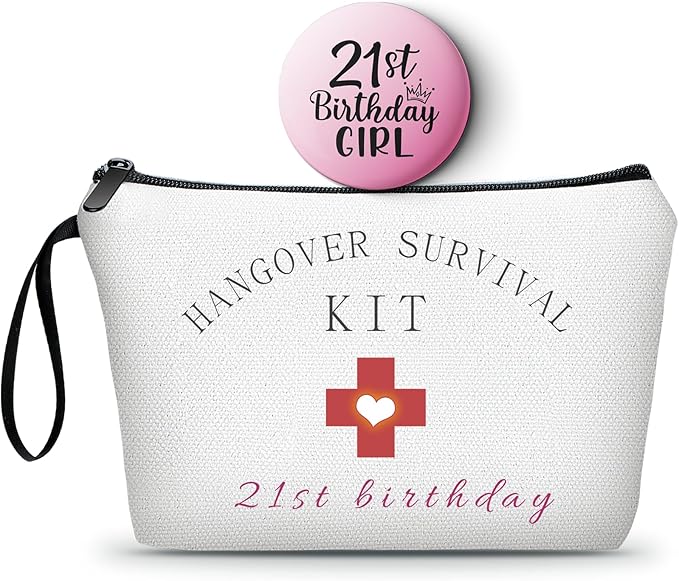 21st Happy Birthday Unique Funny Gifts for Her 21 Year Old Women Sisters Friend Bestie Daughter Cosmetic Bag with Mirror Christmas