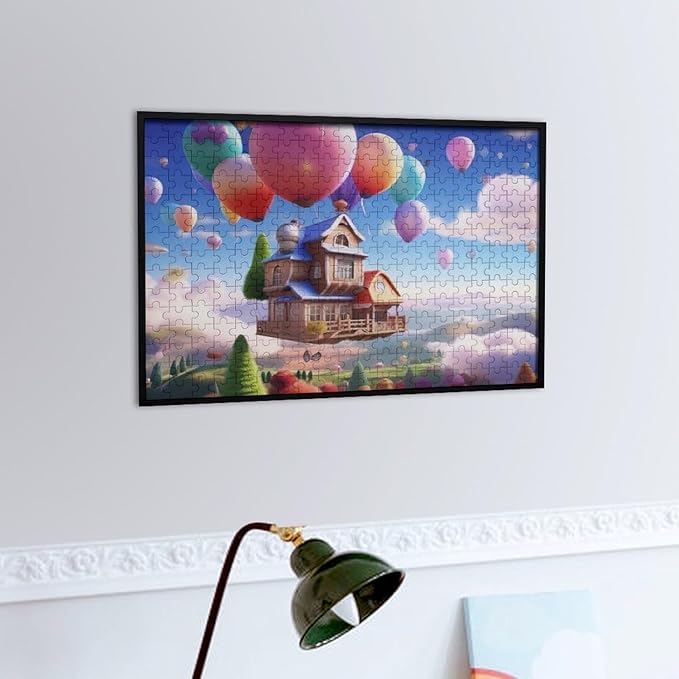 Wooden Puzzle - Floating House Jigsaw Puzzles，Wooden Puzzles for Adults 300 Pieces Challenge Puzzles，Educational Games，Family Puzzles，Unique Gifts for Wall Art,Funnny Puzzles