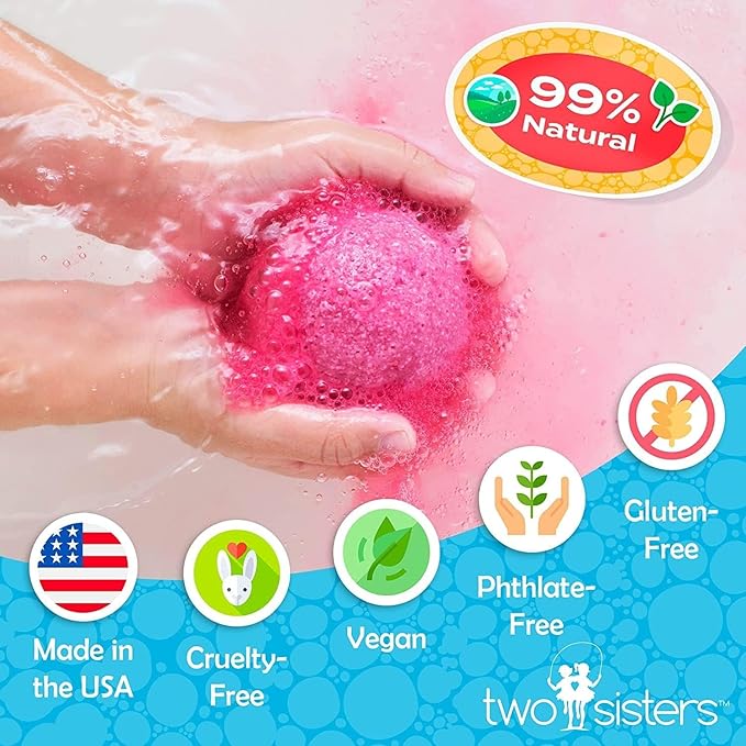Ninja Kids Bath Bombs with Surprise Toy Inside (6 Pack) - Large Red Bubble Bomb and Fizzies, Gentle and Safe, USA Made - Ideal Gift for Boys and Girls by Two Sisters
